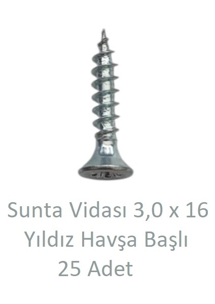 Sunta Vidası 3,0 x 16 mm 25 Adet Yhb Vida