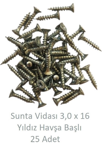 Sunta Vidası 3,0 x 16 mm 25 Adet Yhb Vida