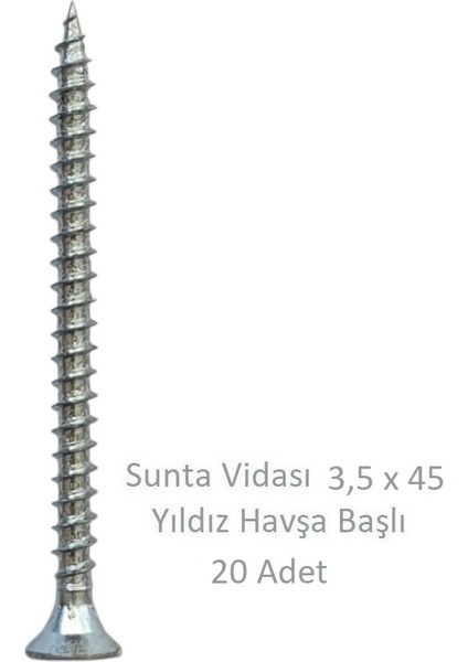 Sunta Vidası 3,5 x 45 mm 20 Adet Yhb Vida