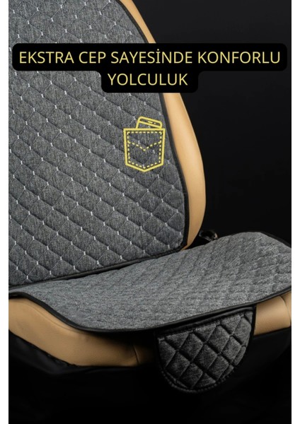 Kia 2012-SONRASI-PROCEED-TEK-KAIP-TKMTERLETMEZ Kaymaz Keten Oto Minder Kılıf Komple Set(7parça) Gri fırsatları
