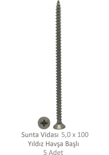 Sunta Vidası 5,0 x 100 mm 5 Adet Yhb Vida
