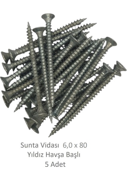 Sunta Vidası 6,0 x 80 mm 5 Adet Yhb Vida