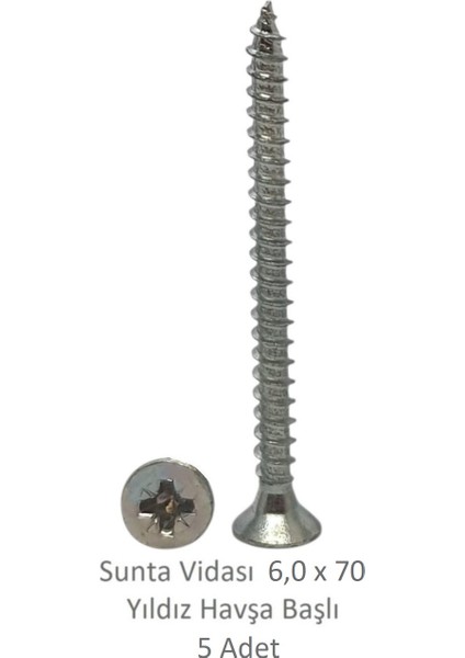 Sunta Vidası 6,0 x 70 mm 5 Adet Yhb Vida