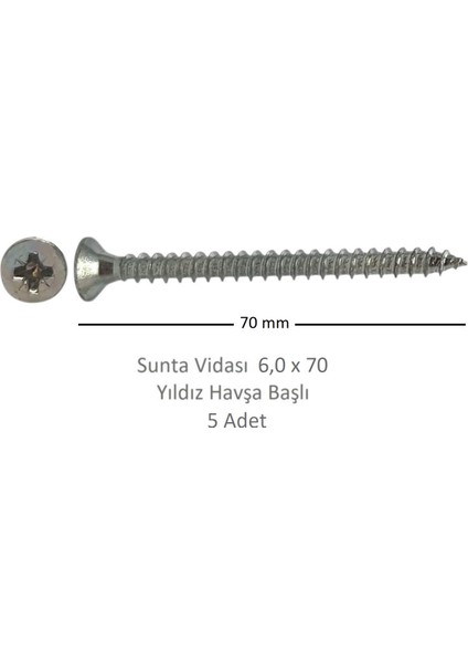 Sunta Vidası 6,0 x 70 mm 5 Adet Yhb Vida modelleri