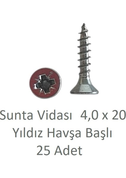 Sunta Vidası 4,0 x 20 mm 25 Adet Yhb Vida