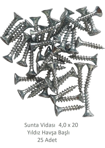 Sunta Vidası 4,0 x 20 mm 25 Adet Yhb Vida