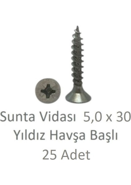 Sunta Vidası 5,0 x 30 mm 25 Adet Yhb Vida