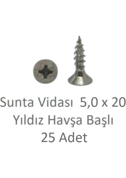Sunta Vidası 5,0 x 20 mm 25 Adet Yhb Vida