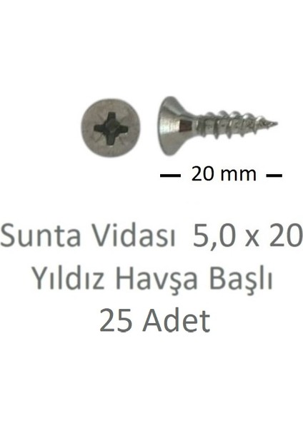 Sunta Vidası 5,0 x 20 mm 25 Adet Yhb Vida