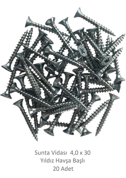 Sunta Vidası 4,0 x 30 mm 20 Adet Yhb Vida