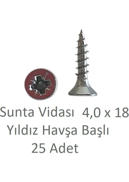 Sunta Vidası 4,0 x 18 mm 25 Adet Yhb Vida