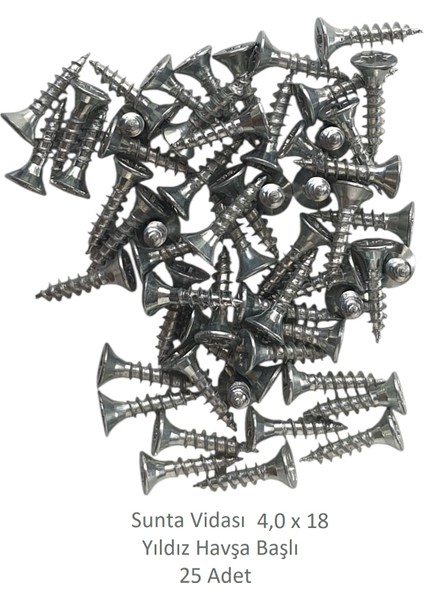 Sunta Vidası 4,0 x 18 mm 25 Adet Yhb Vida