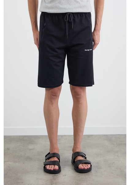 Beli Lastikli Cebi Fermuarlı Şort