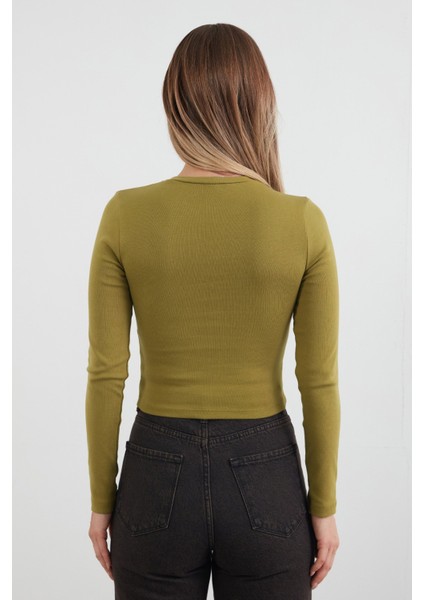 Basic Bisiklet Yaka Uzun Kollu Crop Body fırsatları