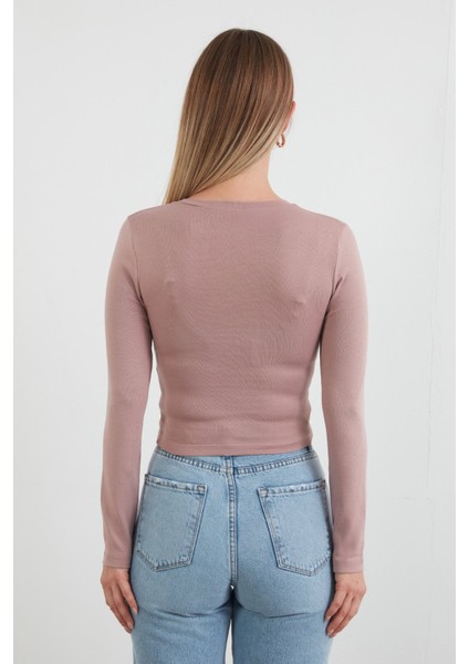 Basic Bisiklet Yaka Uzun Kollu Crop Body fırsatları