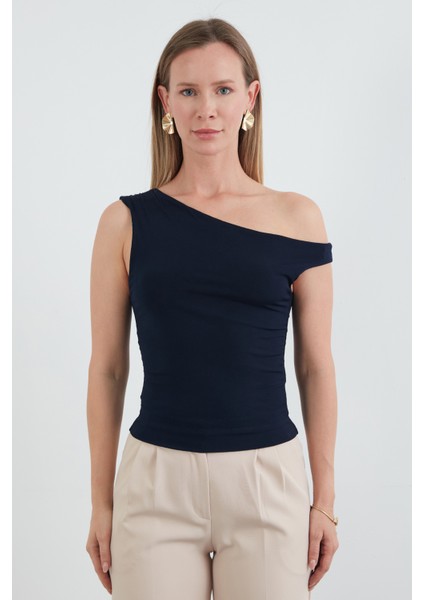 Yanları Drapeli Tek Kol Bluz