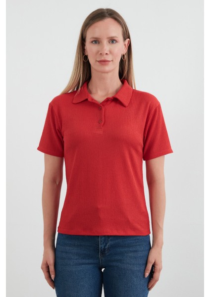 Bürümcük Kumaş Düğmeli Polo Yaka Tişört