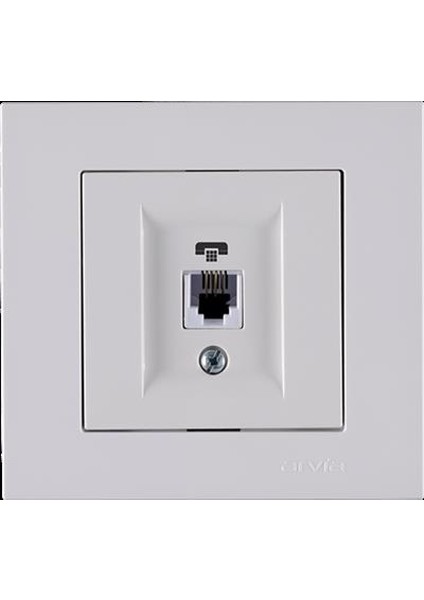 Karen Beyaz Cat3 Nümeris Telefon Prizi Çerçevesiz