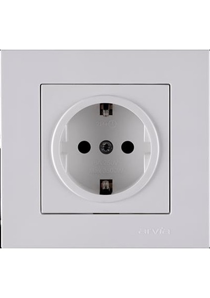 Karen Beyaz Topraklı Priz Çerçevesiz