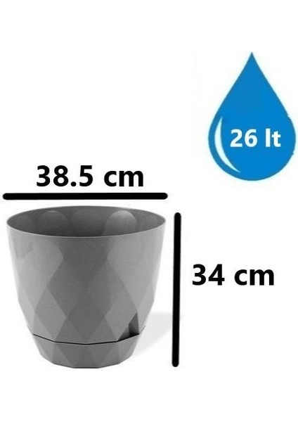 KRS-457 Yakamoz Tabaklı Plastik Saksı Takımı 26 Litre No 7 fiyatları