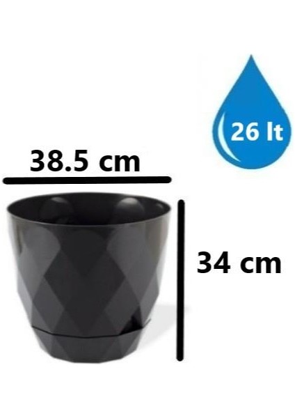 KRS-457 Yakamoz Tabaklı Plastik Saksı Takımı 26 Litre No 7