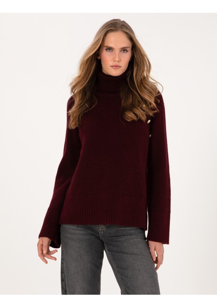 Kadın Vişne Comfort Fit Kazak 50310923-VR223