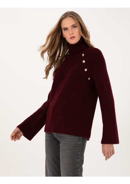 Kadın Vişne Comfort Fit Kazak 50310923-VR223 modelleri