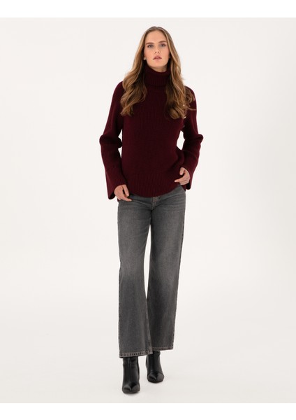 Kadın Vişne Comfort Fit Kazak 50310923-VR223 fırsatları