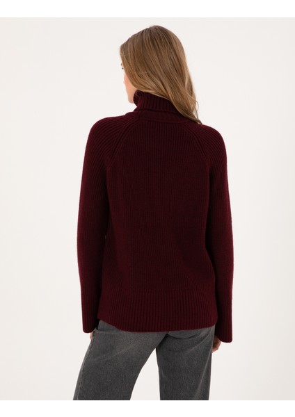 Kadın Vişne Comfort Fit Kazak 50310923-VR223 indirimleri