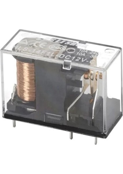 12 Volt Role Tek Kontak 5 Bacak 10 Amper Şeffaf (HLS-14F1L-DC12V-C) (5047)