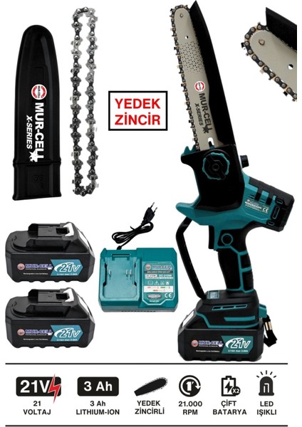 MUR-9108 Dal Budama Testeresi Kömürsüz Otomatik Yağlamalı Dijital Göstergeli 21V 3 Amper fiyatları