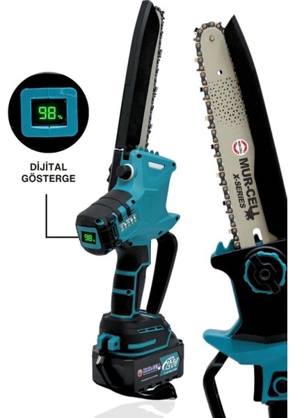 MUR-9108 Dal Budama Testeresi Kömürsüz Otomatik Yağlamalı Dijital Göstergeli 21V 3 Amper modelleri