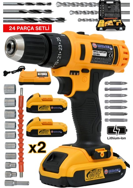 BX-9014 12V Metal Şanzıman Çift Akülü Bakır Sargı Şarjlı Darbeli Matkap Akülü Vidalama