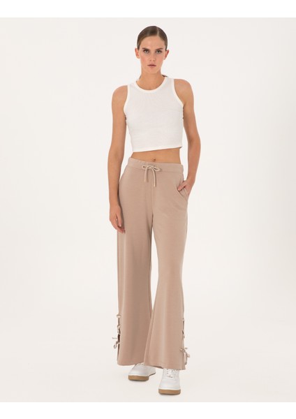 Kadın Bej Flare Fit Modal Karışımlı Eşofman Altı 50301431-VR011