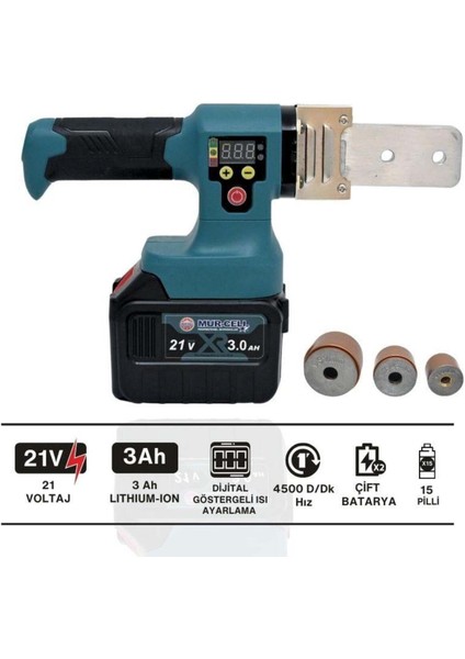 21V 3.0AH Çift Bataryalı 15 Pilli Plastik Pvc Boru Kaynak Makinesi fiyatları