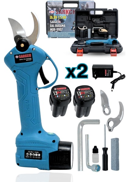 9907 Şarjlı Dal Budama Makası 30MM Kesme Çapı Yedek Bıçaklı