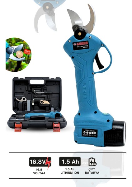 9907 Şarjlı Dal Budama Makası 30MM Kesme Çapı Yedek Bıçaklı modelleri