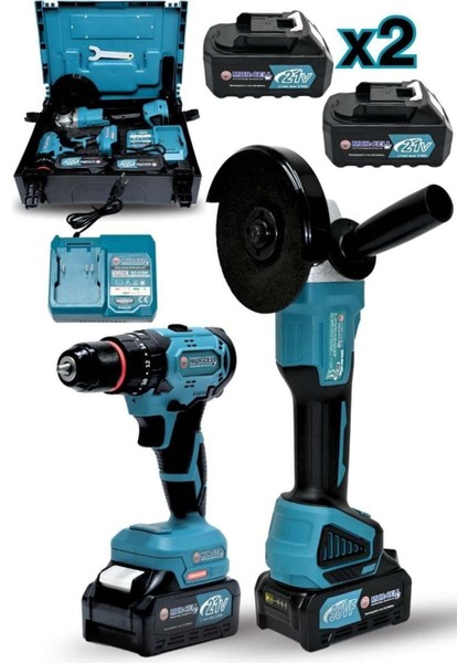 21V 3.0AH 2'li Set Şarjlı Darbeli Matkap & 115MM Şarjlı Taşlama Spiral fiyatları