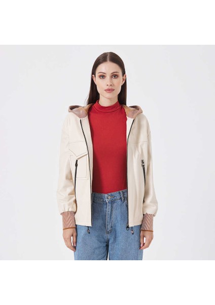 Bej Deri-Tekstil Kadın Deri Mont - K23KDM320390-Q3W fırsatları