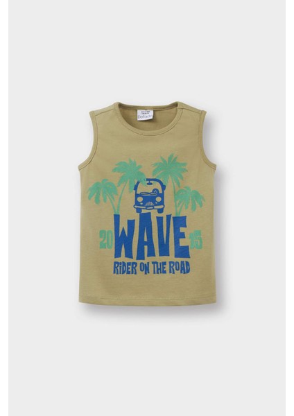 Erkek Bebek Bisiklet Yaka Palmiye Desenli Atlet E2341A525HS