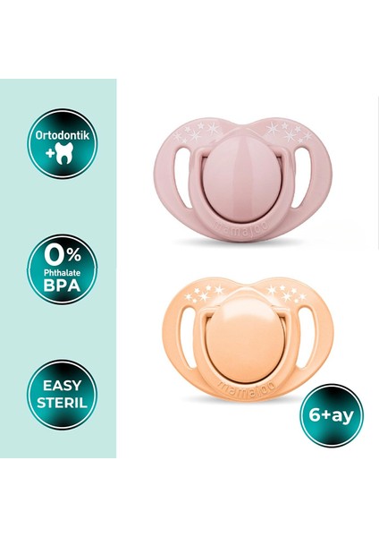 Ortodontik Silikon Emzik 2'li Powder Pink&blush 6+ Ay (Sterilizayon/saklama Kutulu) fiyatları