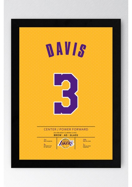 Anthony Davis Forma Çerçeveli Tablo - Nba Los Angeles Lakers Jersey