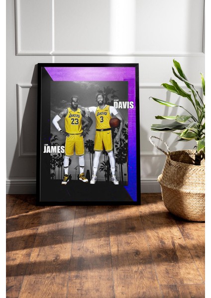 Anthony Davis Lebron James Çerçeveli Tablo - Basketbol Nba Posteri Tablo fiyatları