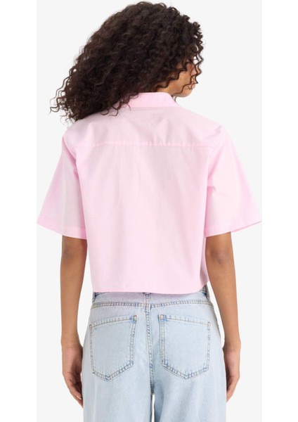 Regular Fit Gömlek Yaka Poplin Kısa Kollu Gömlek F8580AX25SM