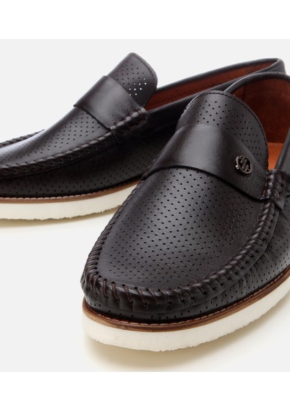 02AYH302970A480 ERKEK Deri Kahverengi Hafif Tabanlı Toka Detaylı Loafer