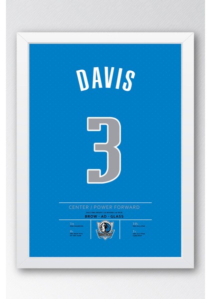 Anthony Davis Forma Çerçeveli Tablo - Nba Dallas Mavericks Jersey