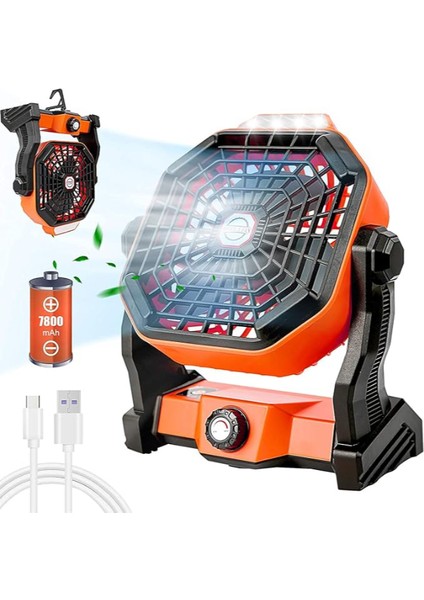 Mini Şarjlı Ledli Kare Fan