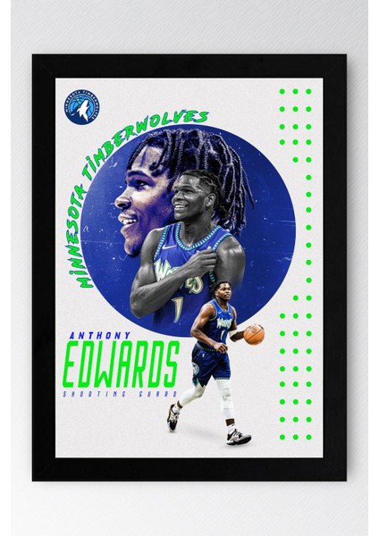 Anthony Edwards Çerçeveli Tablo - Minnesota Timberwolves Nba Posteri Tablo