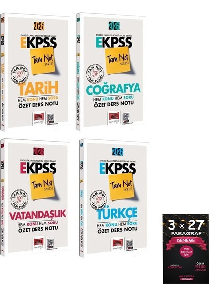 Yargı 2026 Ekpss Tarih + Coğrafya + Vatandaşlık + Türkçe Hem Konu Hem Soru Özet Ders Notu Tam Not Serisi 4 Lü Set