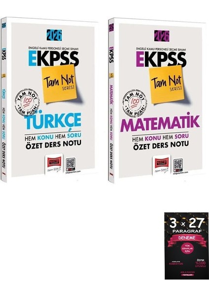 Yargı 2026 Ekpss Türkçe + Matematik Hem Konu Hem Soru Özet Ders Notu Tam Not Serisi 2 Li Set